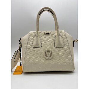 VALENTINO Mario Valentino Minimi Monogram logo leather satchel crossbody - Ivory